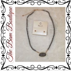 Druzy Oval Necklace/Earring Set